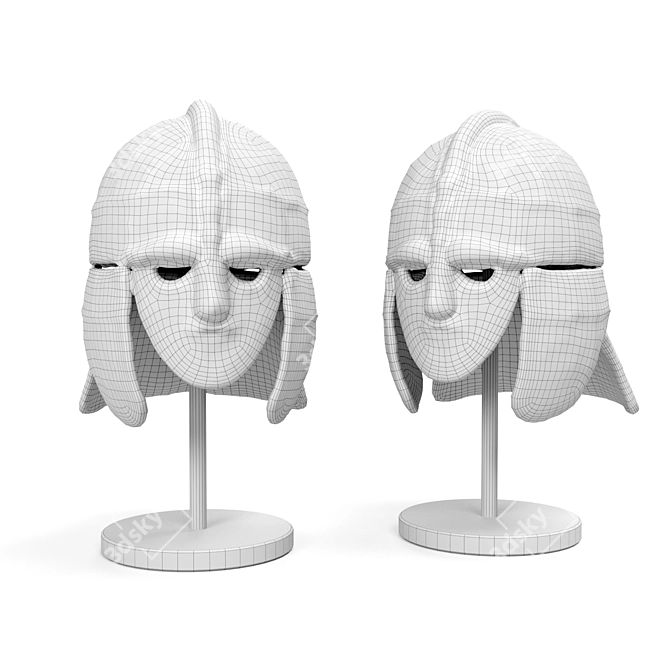 Authentic Medieval European Warrior Helmet 3D model image 3