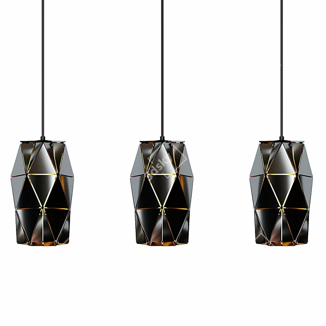 Elegant Black Hanging Lamp 3D model image 1