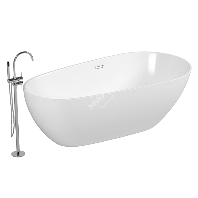 Modern Oval Acrylic Bathtub 3D model image 1