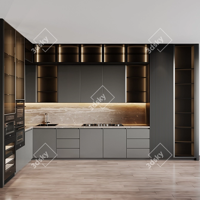 Modern Kitchen Set with High-End Appliances 3D model image 1