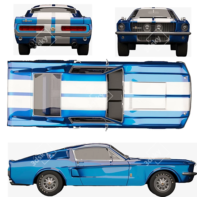 Classic Shelby GT500 1967: Iconic Blue Beauty 3D model image 1