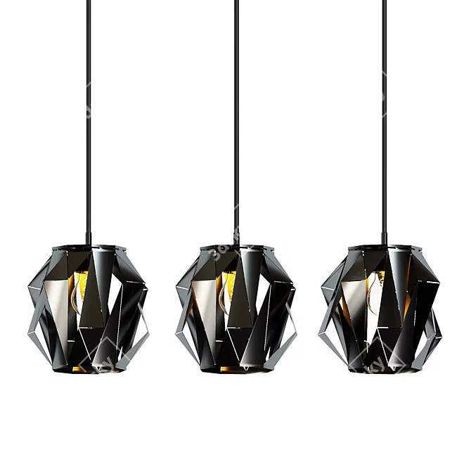 Elegant Black Pendant Lamp - 1180mm 3D model image 1