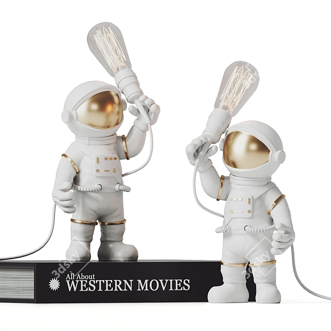 Cosmic Glow: Astronaut Night Light 3D model image 1