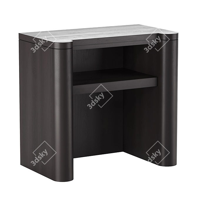 CB2 Port Blackened Wood Nightstand 3D model image 1