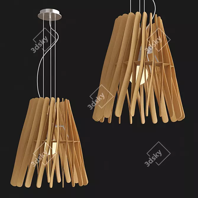 Sleek Cone Stick Pendant Light 3D model image 2