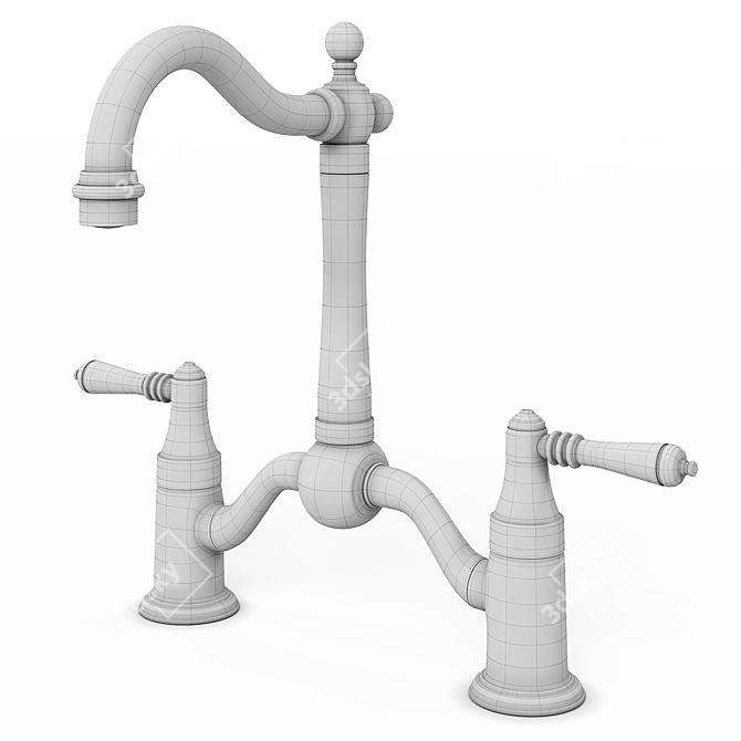 Metal Bridge Kitchen Faucet: 3D Model 3D model image 5