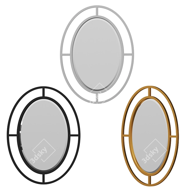 Sleek Oval Wall Mirror - Gallant 3D model image 1