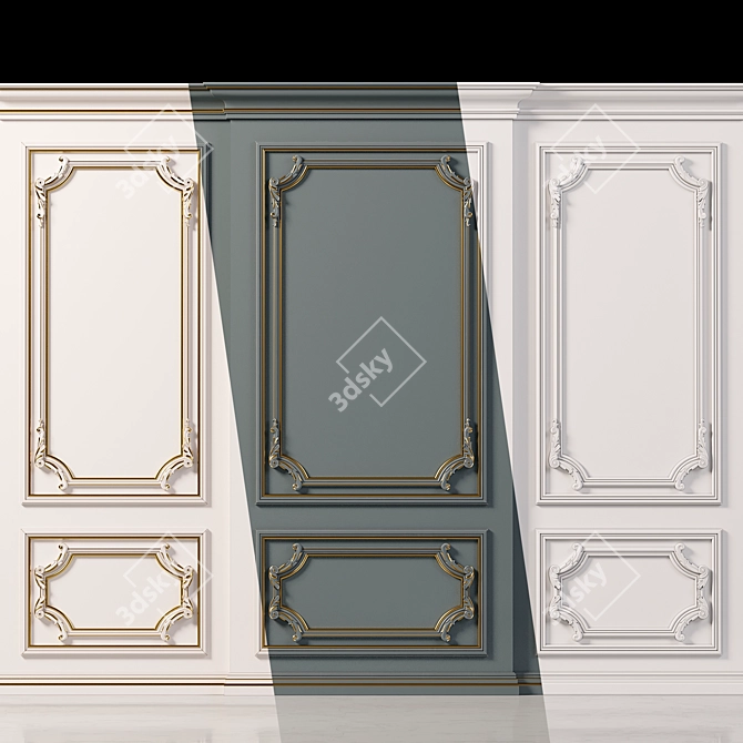 Elegant Wall Molding Accent 3D model image 1