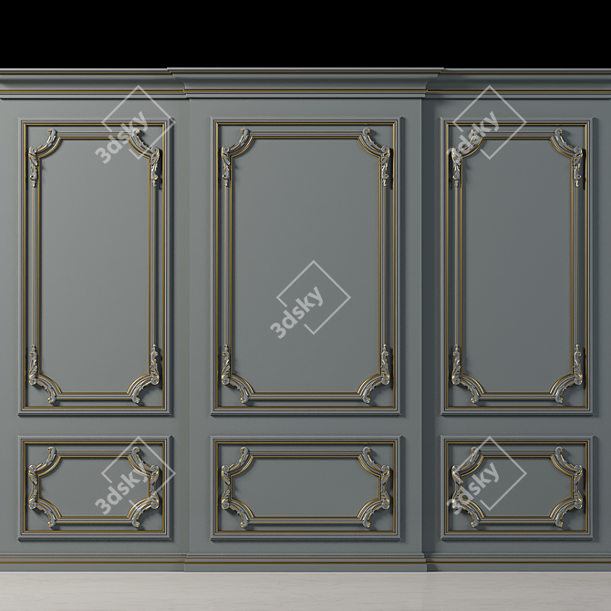 Elegant Wall Molding Accent 3D model image 2