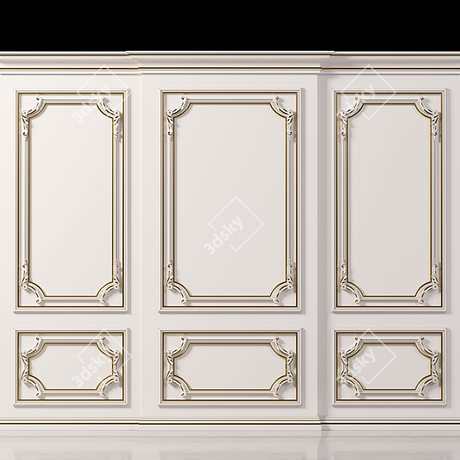 Elegant Wall Molding Accent 3D model image 3