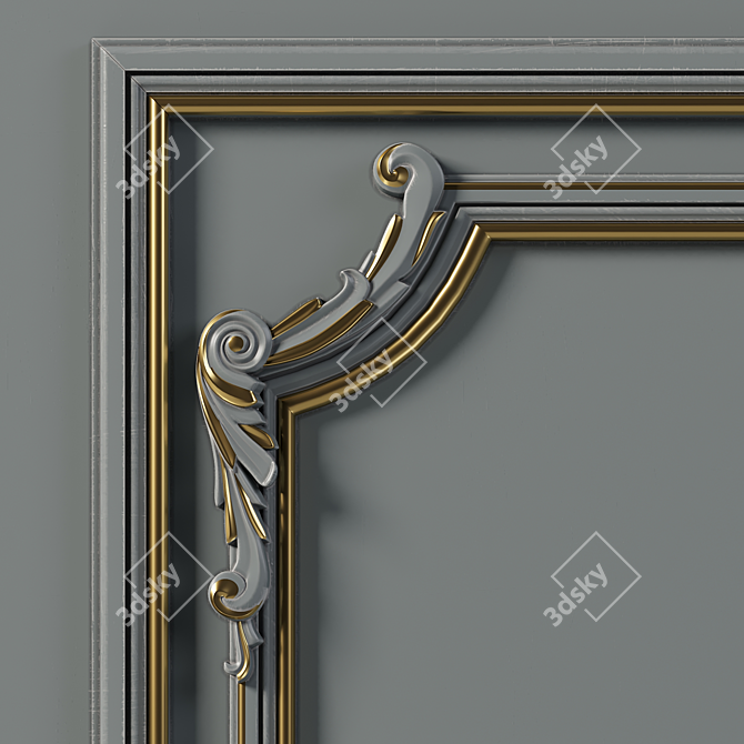 Elegant Wall Molding Accent 3D model image 5
