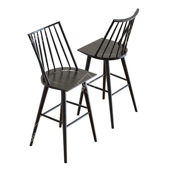 Elegant Windsor Bar Stool 3D model image 2