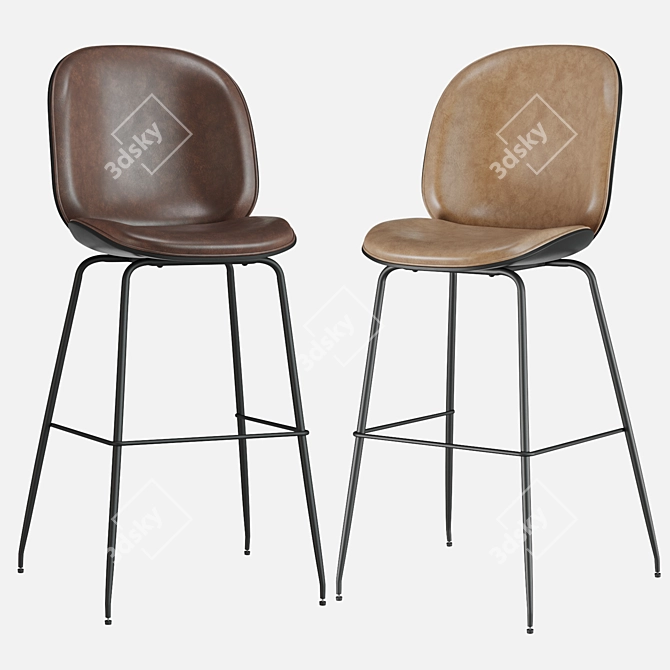 Beetle PU Bar Stool Set 3D model image 2