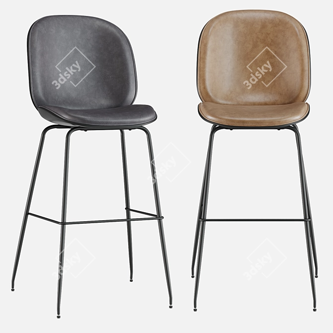 Beetle PU Bar Stool Set 3D model image 3