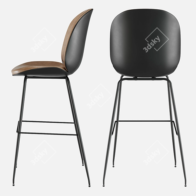 Beetle PU Bar Stool Set 3D model image 4