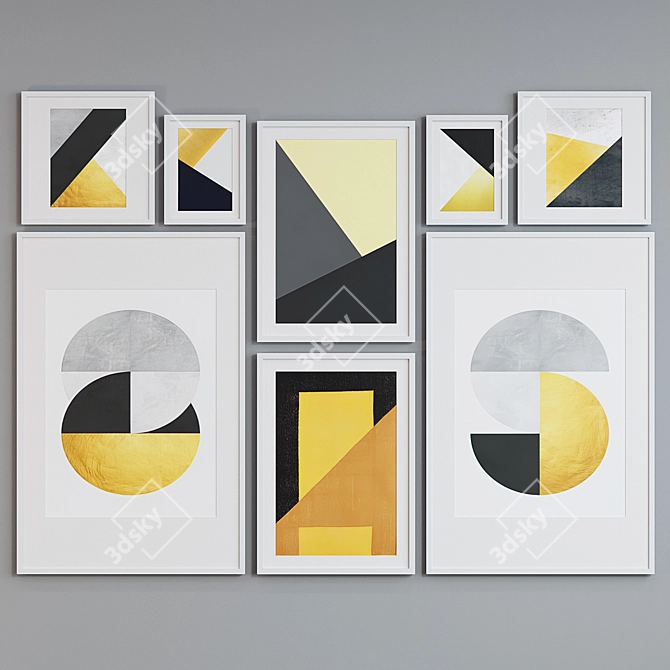 Modern Geometric Picture Frame Set 3D model image 2