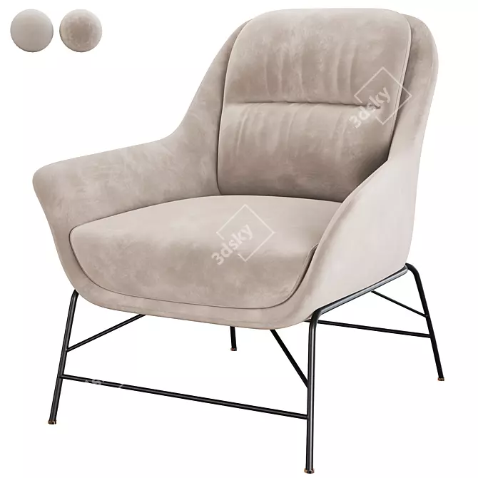 Elegant SADIRA Armchair: Timeless Comfort 3D model image 2