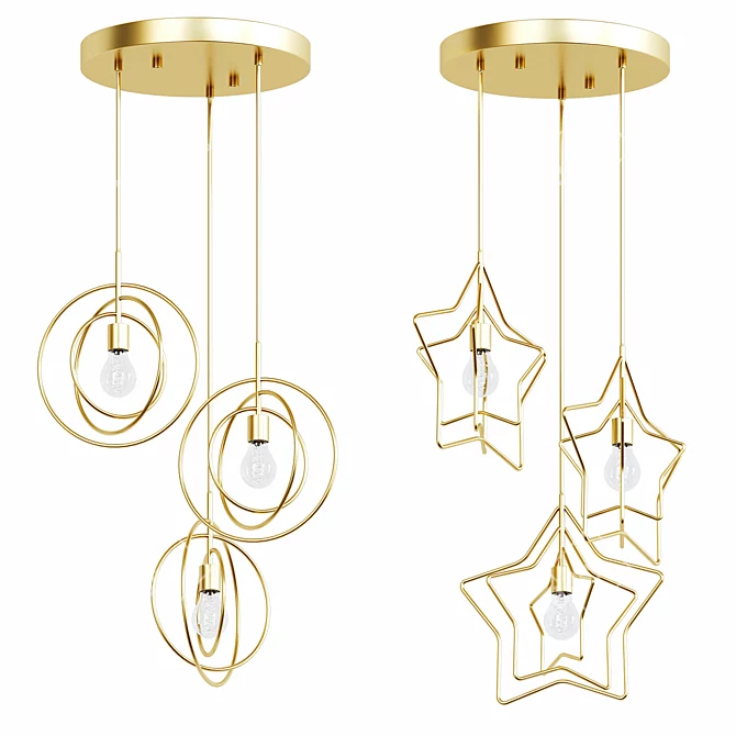 Luxury Starry Sky Chandelier 3D model image 2