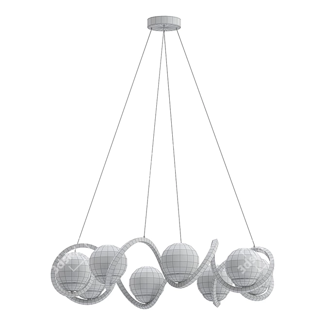 Elegant Curlicue 8-Light Chandelier 3D model image 2