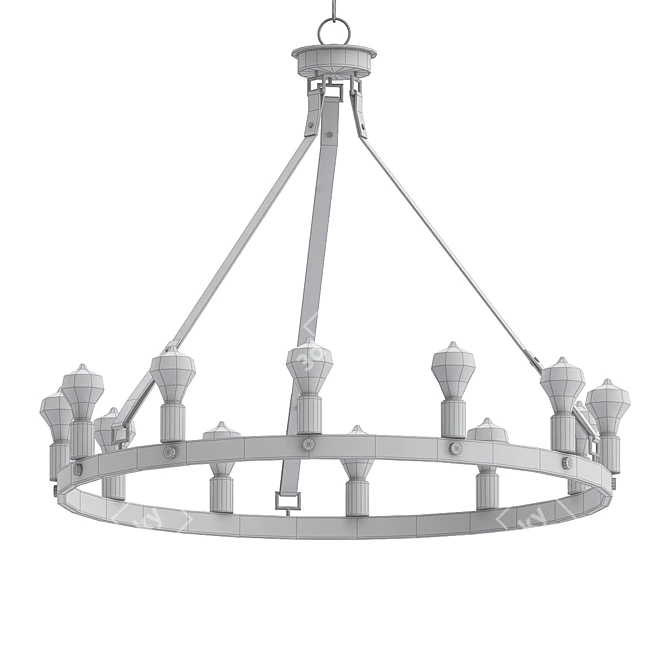 Bronze and Leather Chandelier 3D model image 2