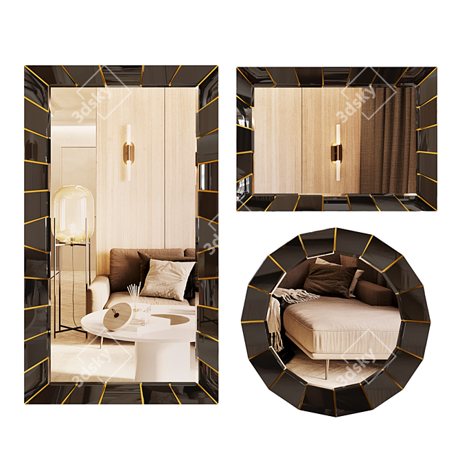 Sculpted Reflection: Decorative Mirror 3D model image 1