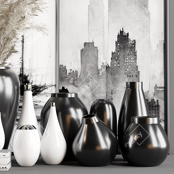 Monochrome Charm - Decor Set 3D model image 3