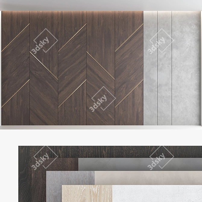 Decorative Panel Set - Elegant Wall Decor 3D model image 1