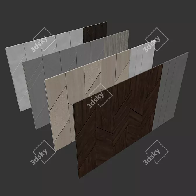 Decorative Panel Set - Elegant Wall Decor 3D model image 7