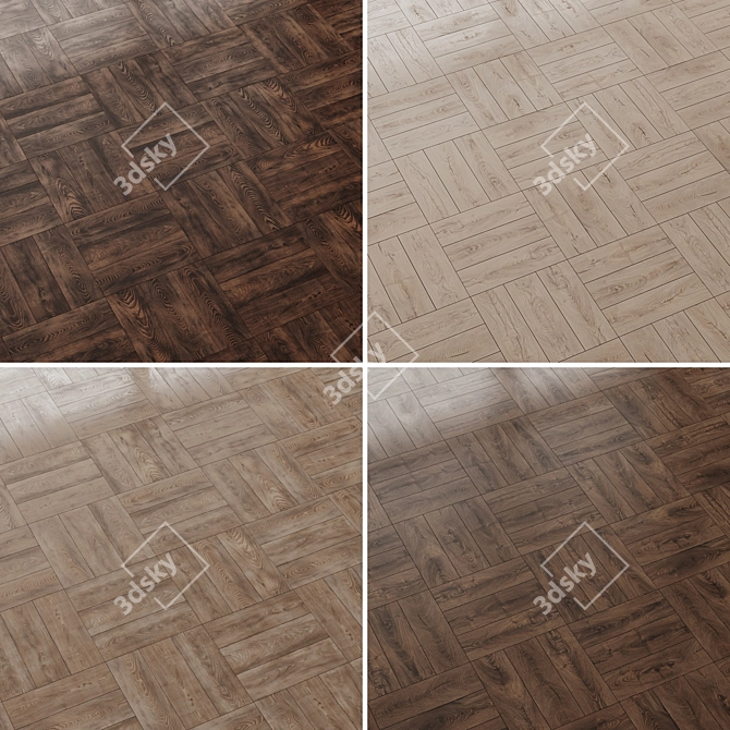 Heritage Chestnut & Oak Wood Flooring Set 3D model image 4