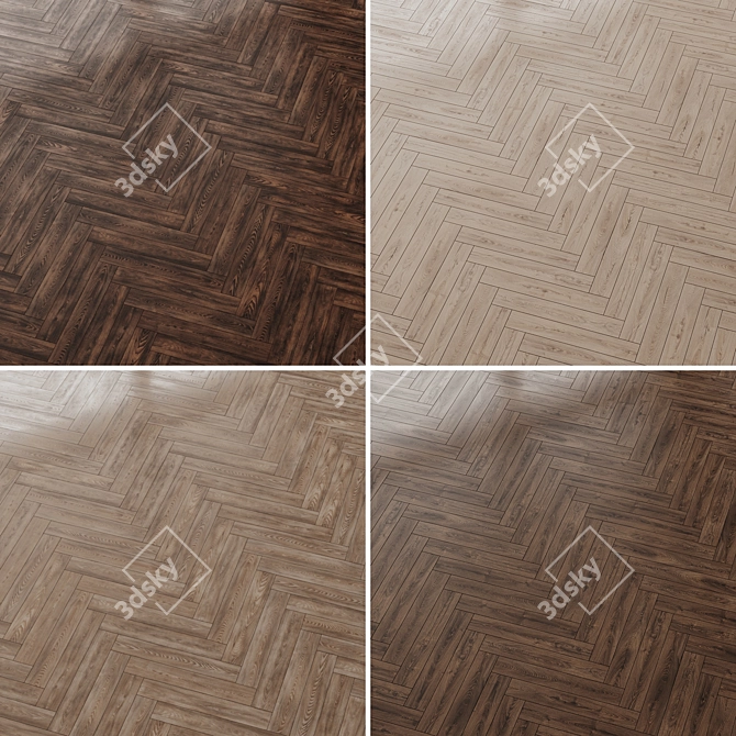 Heritage Chestnut & Oak Wood Flooring Set 3D model image 5