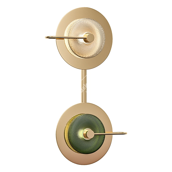 Green Disk Double Pendant: Unique Loft Design 3D model image 1