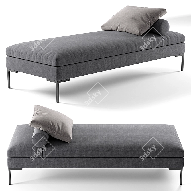 Elegant Velvet Lounge Daybed 3D model image 4
