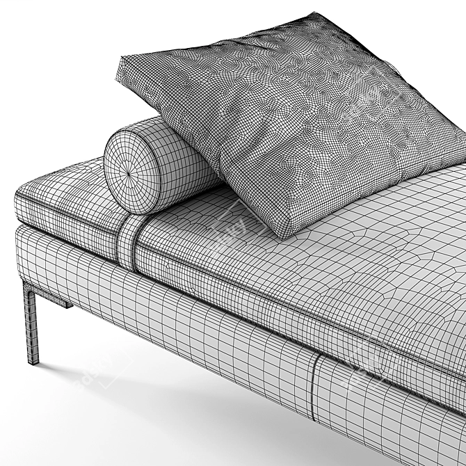 Elegant Velvet Lounge Daybed 3D model image 8