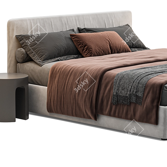 Meridiani Stone Up Bed: Upholstered Double Bed. 3D model image 2