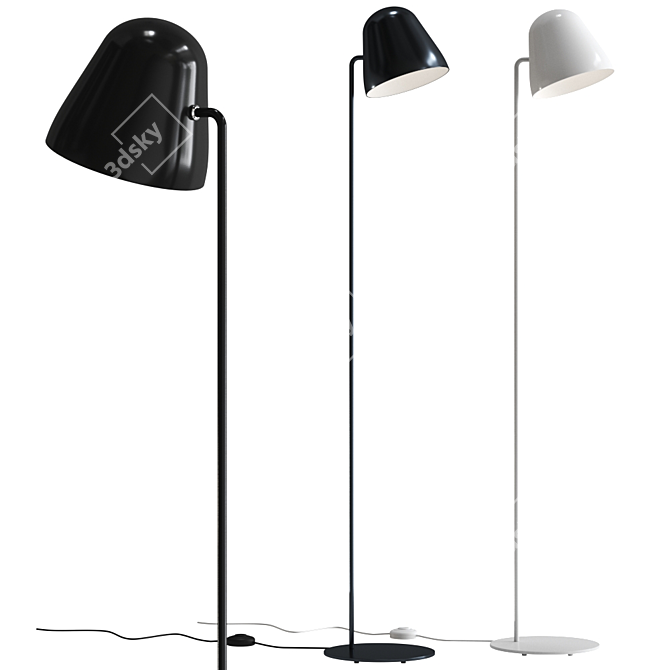 Minimalist White Tilt S Floor Lamp 3D model image 1