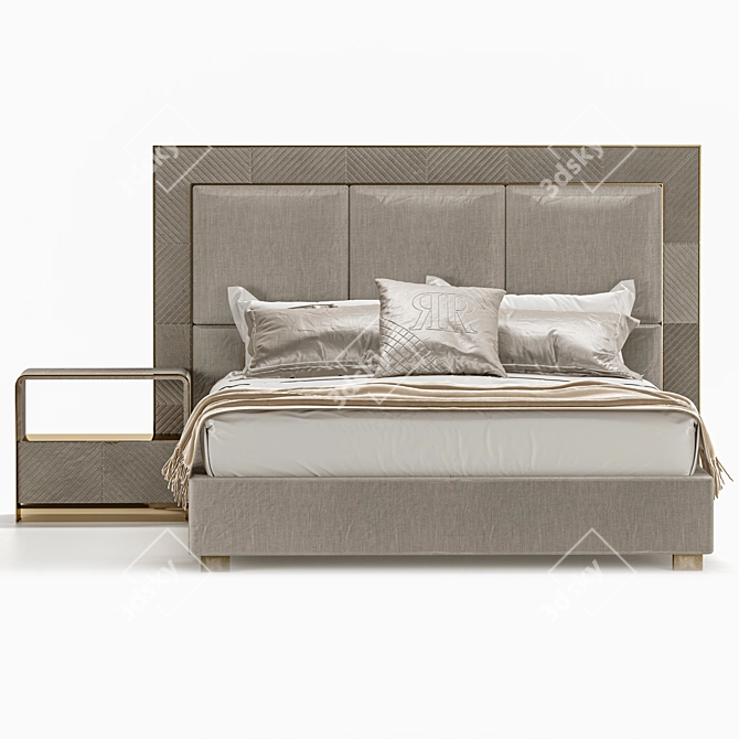 Elegant Upholstered Aura Bed 3D model image 2