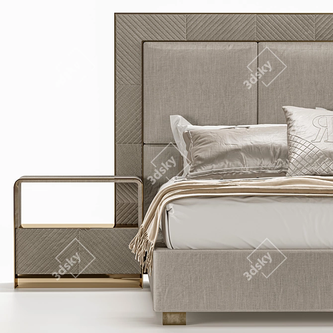 Elegant Upholstered Aura Bed 3D model image 3