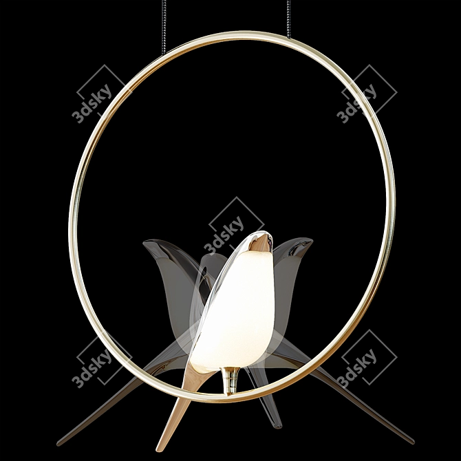 Title: NOMI R3 Gold Bird Chandelier 3D model image 2