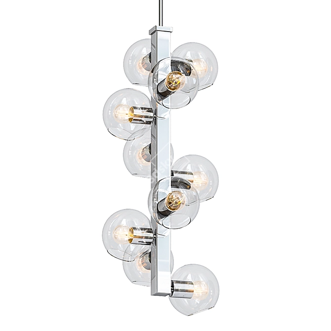 Glamorous Chrome Pendant Light 3D model image 1