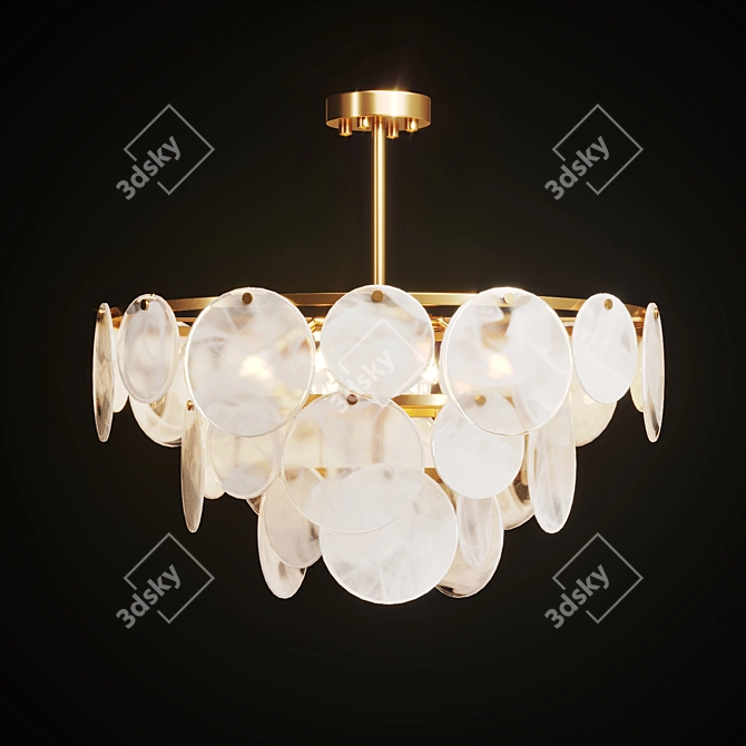 Elegant Smoked Glass Disc Chandelier 3D model image 1