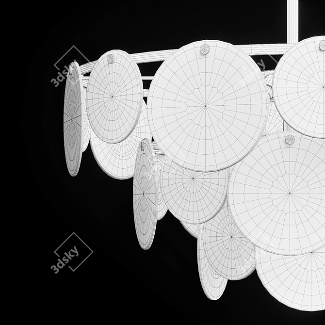 Elegant Smoked Glass Disc Chandelier 3D model image 9