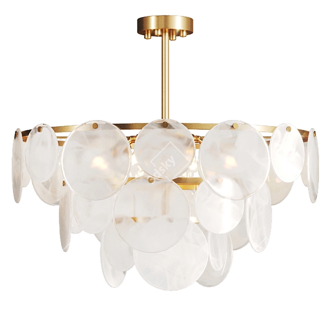 Elegant Smoked Glass Disc Chandelier 3D model image 10