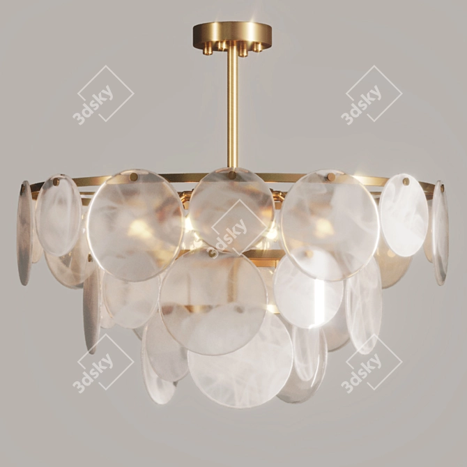 Elegant Smoked Glass Disc Chandelier 3D model image 11