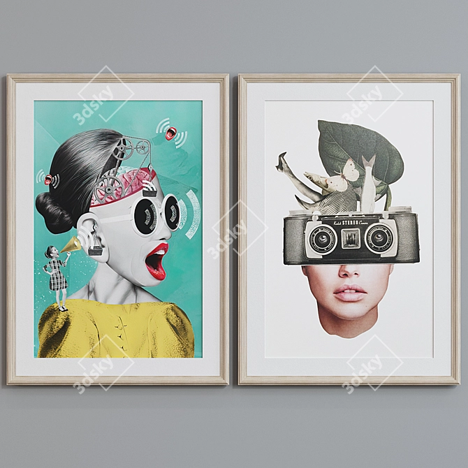 Modern Frame Set with Bright Collages 3D model image 5