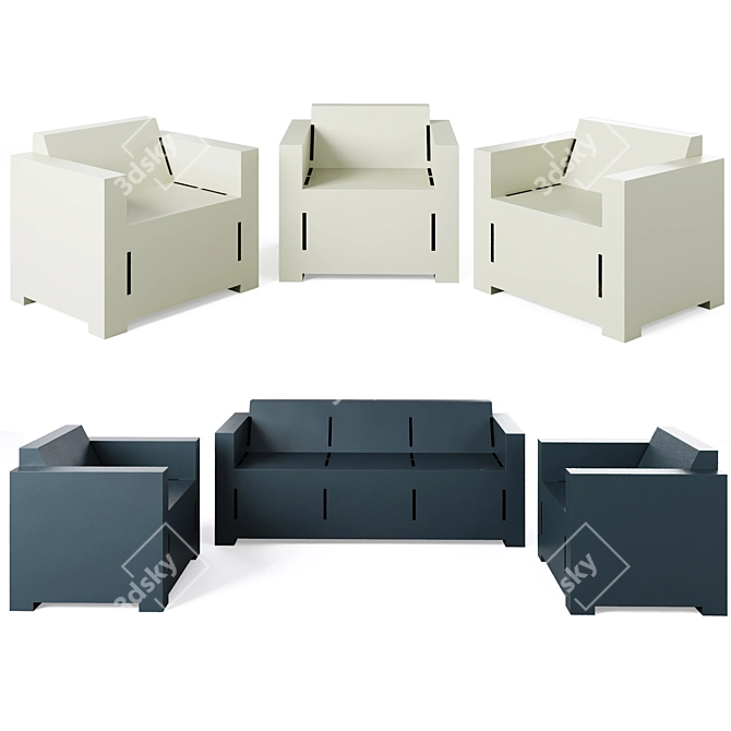 Manoa Park Benches: Stylish Seating by Univers & Cité 3D model image 2