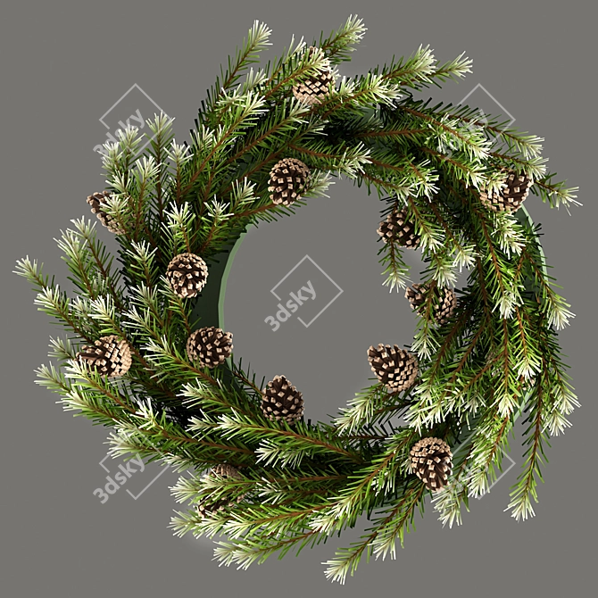 Festive Coniferous Christmas Wreath 3D model image 2