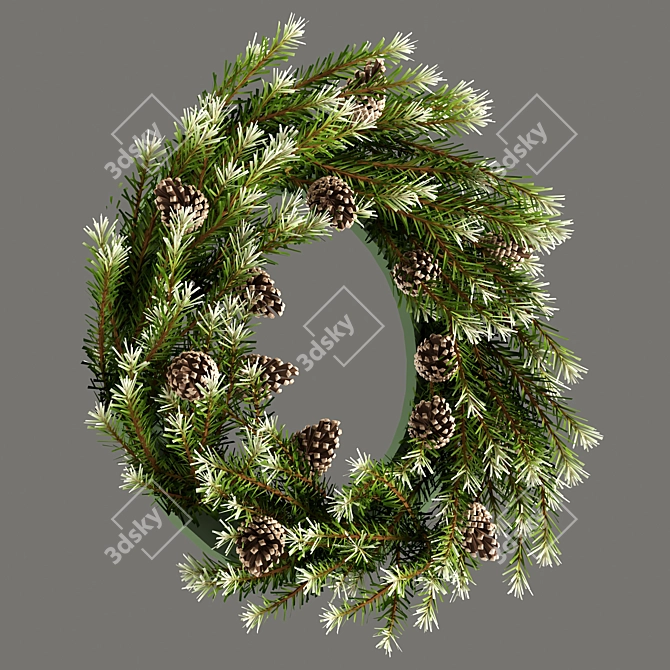 Festive Coniferous Christmas Wreath 3D model image 3