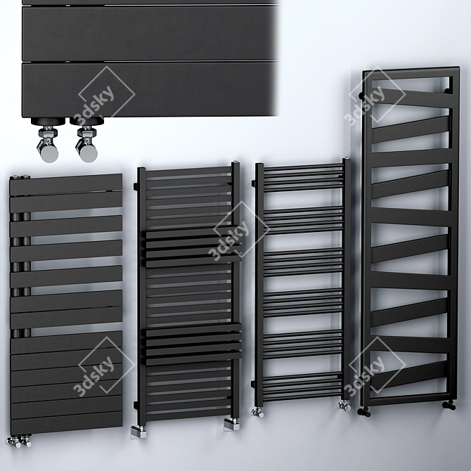 Designer Towel Radiators Set - Stylish and Functional 3D model image 6