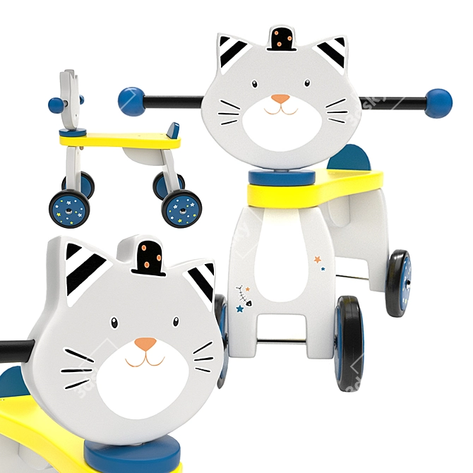 Purrfect Ride: Cat Ride-on Toy 3D model image 1