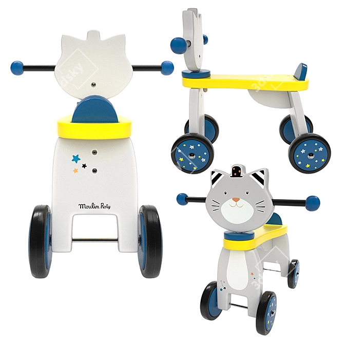 Purrfect Ride: Cat Ride-on Toy 3D model image 2